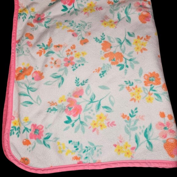 Carters Girls Floral Baby Blanket White‎ Pink Sherpa Back 30 X 39 - Picture 2 of 7